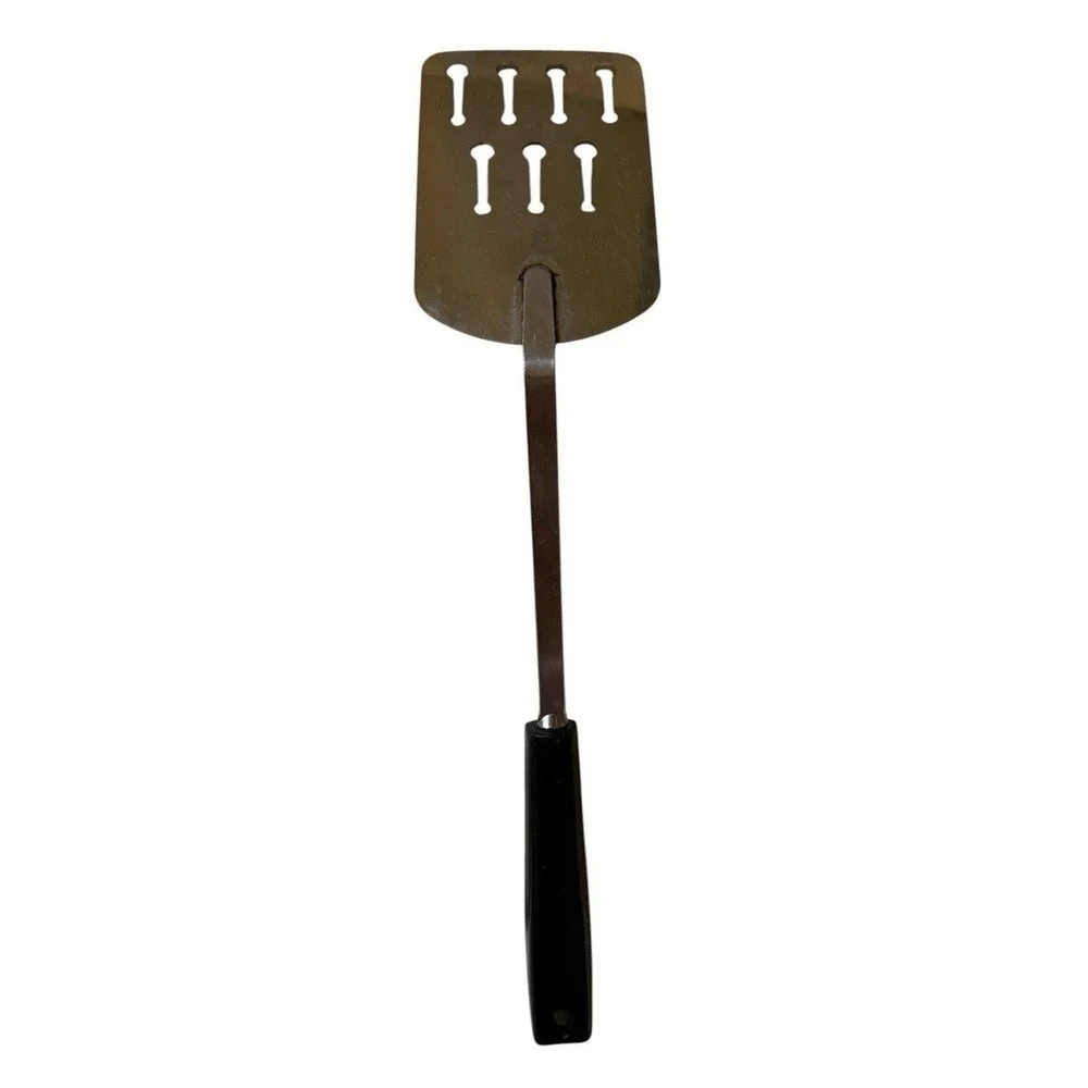 Vintage Ekco USA Keyhole Slotted Spatula Turner Stainless Steel Black Handle 13